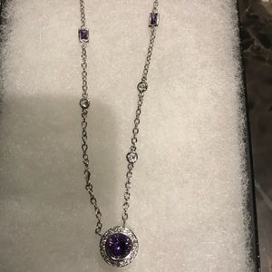Amethyst and CZ Silver Necklace